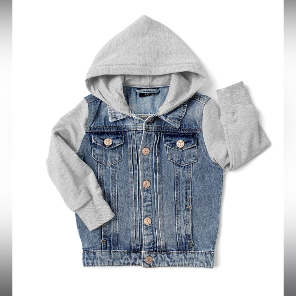 Little Bipsy Hooded Denim jacket NWT (size 6-12M)